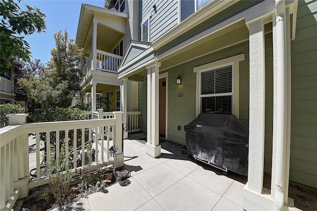 2303 Jefferson St Unit 1215, Torrance, CA 90501 - view of patio with covered porch, a balcony, and grilling area