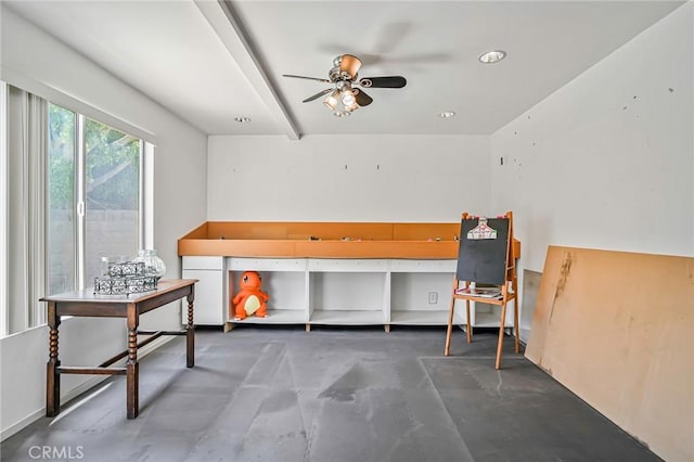 9522 Yellowstone Dr, Huntington Beach, CA 92646 - misc room with concrete flooring and ceiling fan