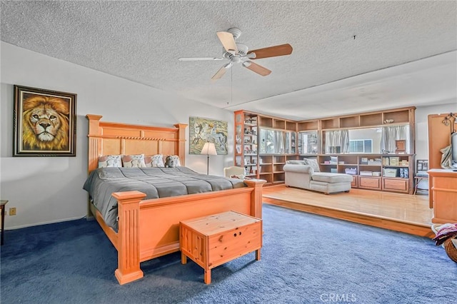 9522 Yellowstone Dr, Huntington Beach, CA 92646 - bedroom featuring a textured ceiling, carpet flooring, and a ceiling fan
