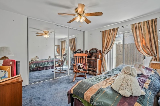 9522 Yellowstone Dr, Huntington Beach, CA 92646 - carpeted bedroom with a closet and a ceiling fan