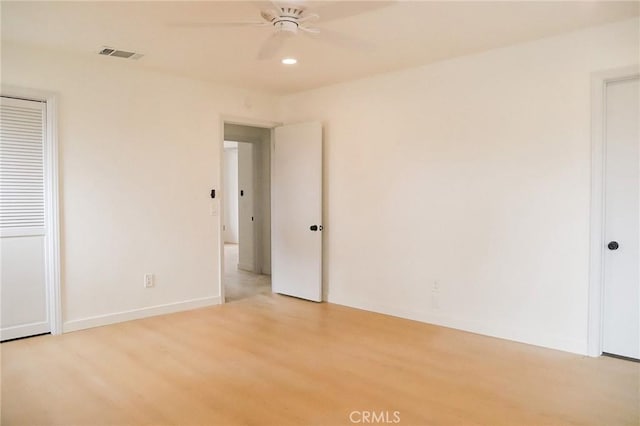 16109 Chuka Ave, Palmdale, CA 93591 - empty room with ceiling fan, light wood-style floors, and recessed lighting