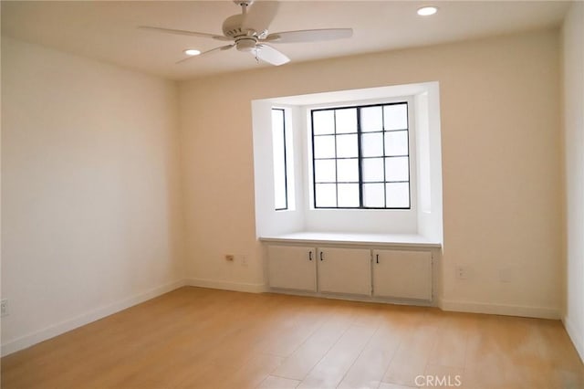 16109 Chuka Ave, Palmdale, CA 93591 - spare room with light wood finished floors, baseboards, recessed lighting, and ceiling fan