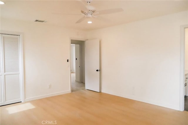 16109 Chuka Ave, Palmdale, CA 93591 - unfurnished bedroom featuring light wood finished floors, recessed lighting, a closet, and ceiling fan