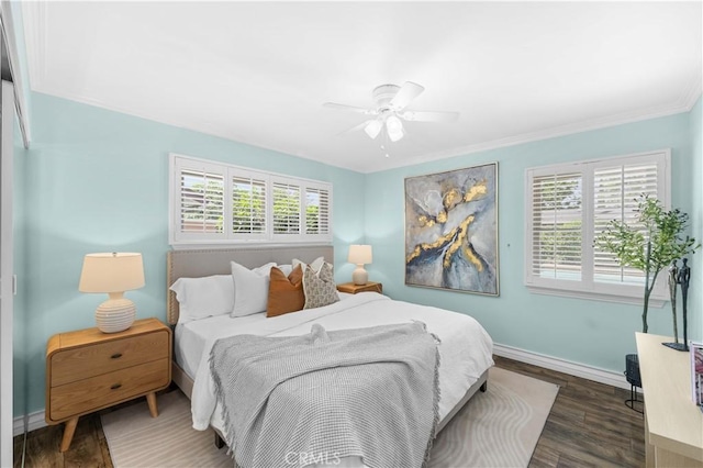18633 Gledhill St, Northridge, CA 91324 - bedroom featuring wood finished floors, ceiling fan, and ornamental molding