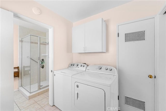 18633 Gledhill St, Northridge, CA 91324 - washroom with washer and dryer, cabinet space, and light tile patterned floors