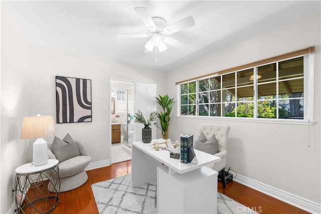 18633 Gledhill St, Northridge, CA 91324 - office featuring wood finished floors and ceiling fan