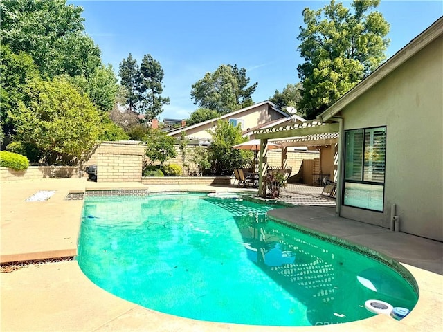 25453 Via Novia, Valencia, CA 91355 - view of swimming pool with a pergola, a patio area, and a fenced backyard
