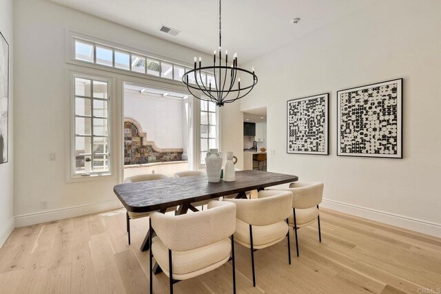 6039 Calle Camposeco, Rancho Santa Fe, CA 92067 - dining room featuring a chandelier, baseboards, and light wood-style floors