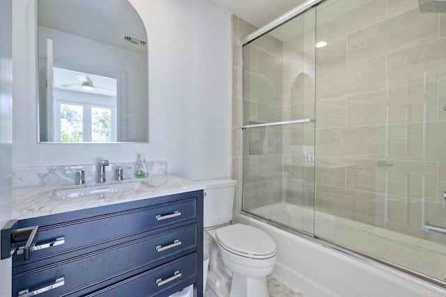 6039 Calle Camposeco, Rancho Santa Fe, CA 92067 - bathroom with toilet, vanity, and bath / shower combo with glass door