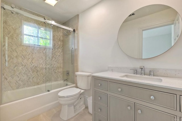 6039 Calle Camposeco, Rancho Santa Fe, CA 92067 - full bathroom with toilet, vanity, shower / bath combination with glass door, and tile patterned flooring