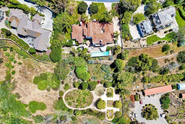 6039 Calle Camposeco, Rancho Santa Fe, CA 92067 - aerial overview of property's location with a pool area and nearby suburban area