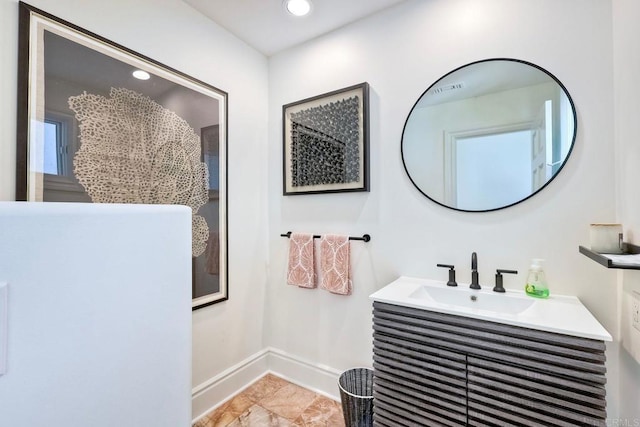 6039 Calle Camposeco, Rancho Santa Fe, CA 92067 - bathroom with baseboards, vanity, and recessed lighting