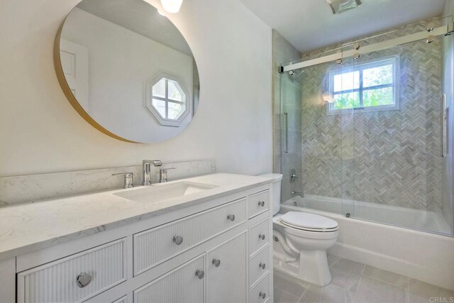 6039 Calle Camposeco, Rancho Santa Fe, CA 92067 - full bathroom with toilet, bath / shower combo with glass door, vanity, and tile patterned floors