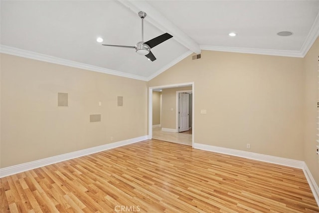 25412 Hugo Rd, Laguna Niguel, CA 92677 - unfurnished room featuring light wood-type flooring, a ceiling fan, and ornamental molding