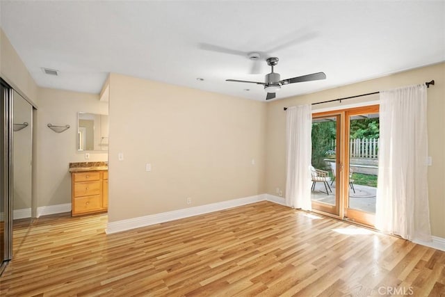 25412 Hugo Rd, Laguna Niguel, CA 92677 - unfurnished bedroom featuring access to outside, light wood-type flooring, and ceiling fan
