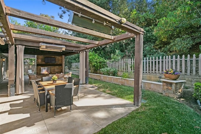 25412 Hugo Rd, Laguna Niguel, CA 92677 - view of patio with an outdoor stone fireplace, a pergola, and outdoor dining space