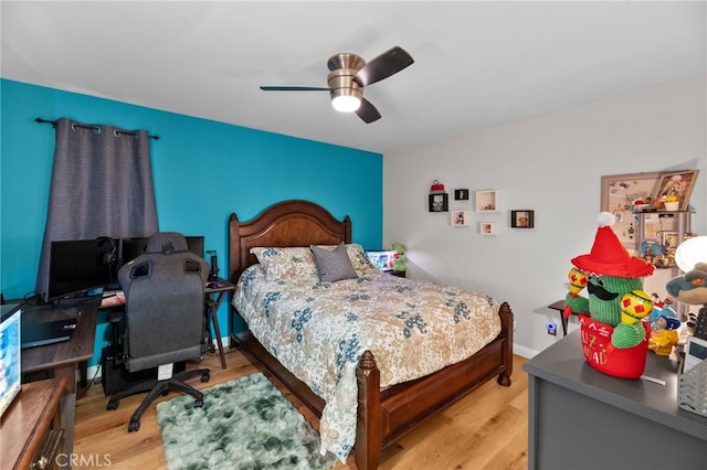 36438 Geranium Dr, Lake Elsinore, CA 92532 - bedroom featuring wood finished floors, ceiling fan, and a desk