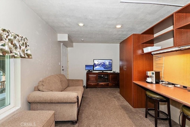 145 Cumberland Dr, Lake Arrowhead, CA 92352 - carpeted living room with recessed lighting and an office area