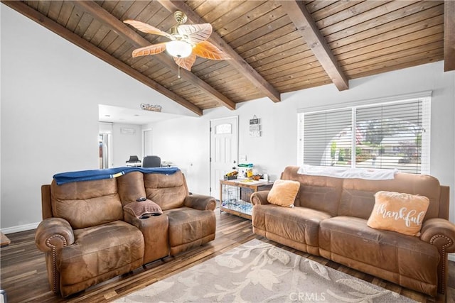 19927 Athenon Ave, Perris, CA 92570 - living area featuring wooden ceiling, wood finished floors, ceiling fan, and baseboards