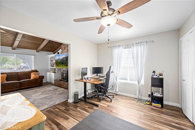 19927 Athenon Ave, Perris, CA 92570 - office space featuring wood finished floors, ceiling fan, and baseboards