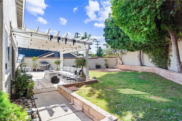 1421 Woodcrest Ave, Brea, CA 92821 - view of yard featuring a patio, outdoor lounge area, and a pergola