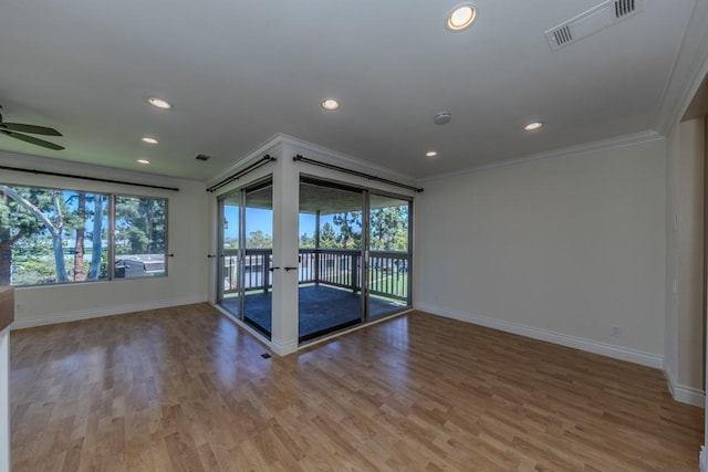 23342 Caminito Juanico Unit 304, Laguna Hills, CA 92653 - empty room with crown molding, light wood-style floors, recessed lighting, and ceiling fan