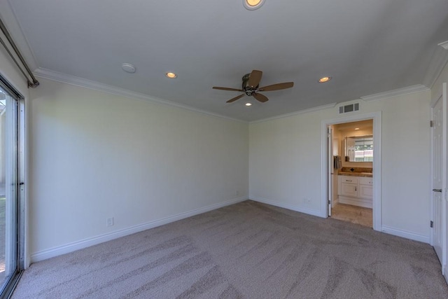 23342 Caminito Juanico Unit 304, Laguna Hills, CA 92653 - unfurnished bedroom with carpet floors, recessed lighting, ornamental molding, and connected bathroom