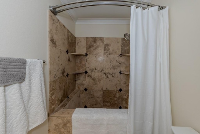 23342 Caminito Juanico Unit 304, Laguna Hills, CA 92653 - bathroom with a tile shower and crown molding