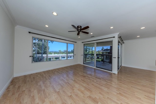 23342 Caminito Juanico Unit 304, Laguna Hills, CA 92653 - spare room with ornamental molding, ceiling fan, light wood-type flooring, and recessed lighting