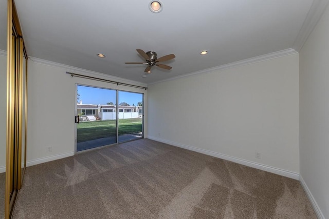 23342 Caminito Juanico Unit 304, Laguna Hills, CA 92653 - carpeted spare room with ornamental molding, ceiling fan, and recessed lighting