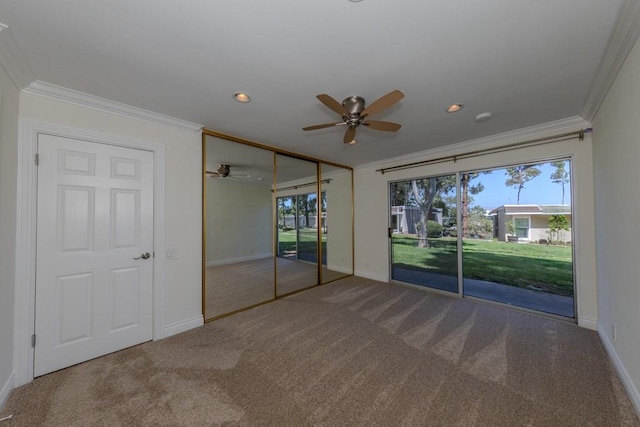 23342 Caminito Juanico Unit 304, Laguna Hills, CA 92653 - unfurnished bedroom with crown molding, access to exterior, carpet flooring, multiple windows, and recessed lighting