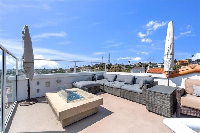 723 N Lucia Ave Unit A, Redondo Beach, CA 90277 - view of patio featuring an outdoor living space with a fire pit