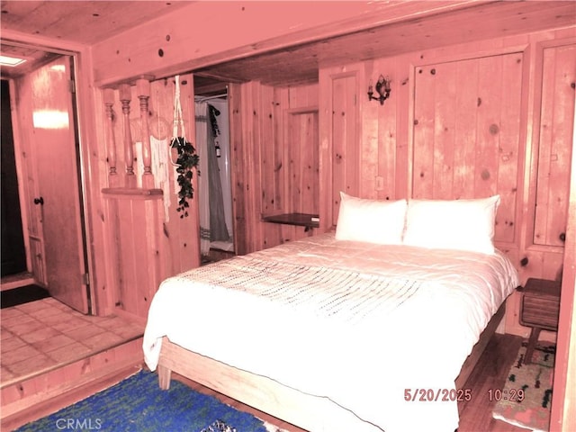 33020 Arrowbear, Running Springs, CA 92382 - bedroom featuring wood walls