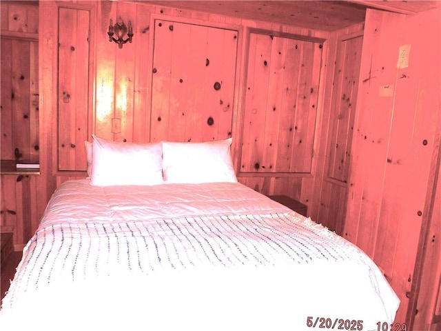 33020 Arrowbear, Running Springs, CA 92382 - bedroom featuring wooden walls