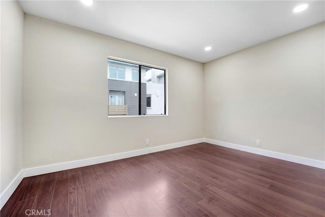 2473 Oswego St Unit 17, Pasadena, CA 91107 - empty room with baseboards, dark wood-style floors, and recessed lighting