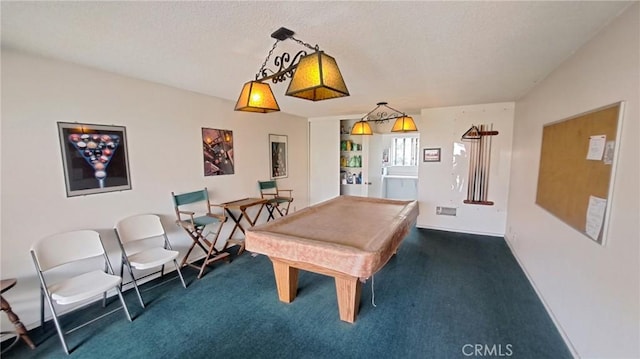 2473 Oswego St Unit 17, Pasadena, CA 91107 - rec room with billiards, carpet floors, a textured ceiling, and baseboards