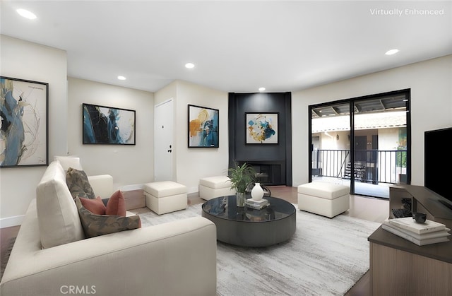 2473 Oswego St Unit 17, Pasadena, CA 91107 - living area featuring recessed lighting, baseboards, and wood finished floors