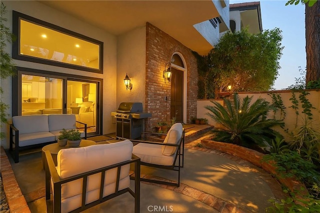 2311 Roscomare Rd Unit 16, Los Angeles, CA 90077 - view of patio featuring area for grilling and outdoor lounge area