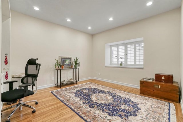2311 Roscomare Rd Unit 16, Los Angeles, CA 90077 - office area with wood finished floors and recessed lighting