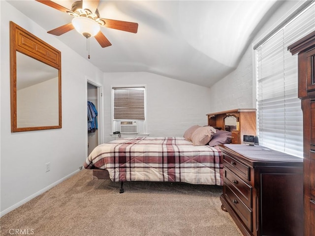 14060 Osage Rd, Apple Valley, CA 92307 - carpeted bedroom with lofted ceiling, baseboards, cooling unit, a ceiling fan, and a closet