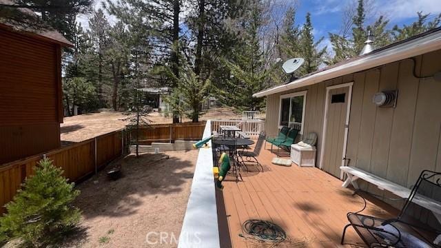 33421 Wild Rose Dr, Green Valley Lake, CA 92341 - wooden terrace featuring fence