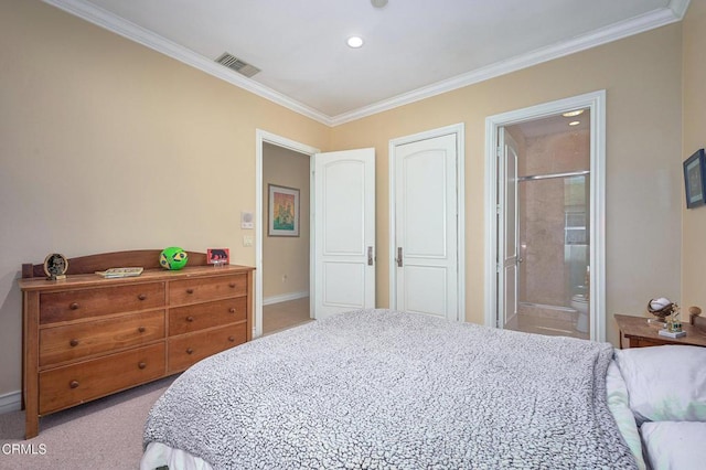1690 Calle Tierra Vis, Camarillo, CA 93010 - bedroom featuring ornamental molding, carpet flooring, recessed lighting, baseboards, and ensuite bathroom