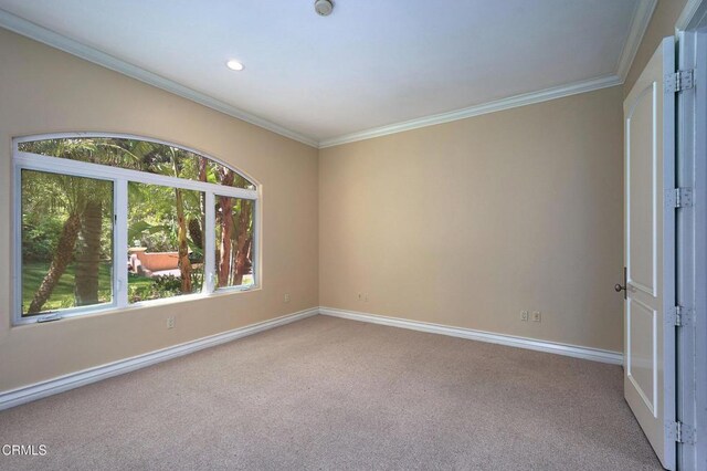 1690 Calle Tierra Vis, Camarillo, CA 93010 - carpeted empty room featuring baseboards, crown molding, and recessed lighting