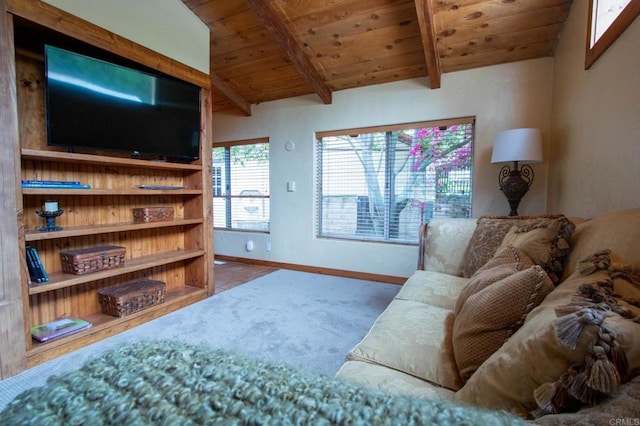 11105 Berry Rd, Valley Center, CA 92082 - living area featuring wooden ceiling and carpet flooring