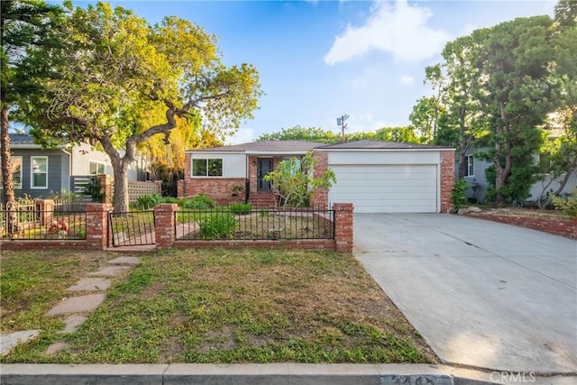 3445 Tilden Ave, Los Angeles, CA 90034 - view of front of property featuring driveway, brick siding, fence, and an attached garage
