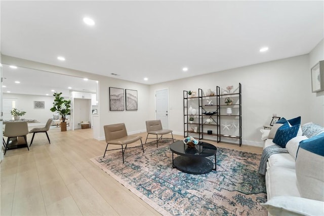 3445 Tilden Ave, Los Angeles, CA 90034 - living area with recessed lighting, light wood-style floors, and baseboards