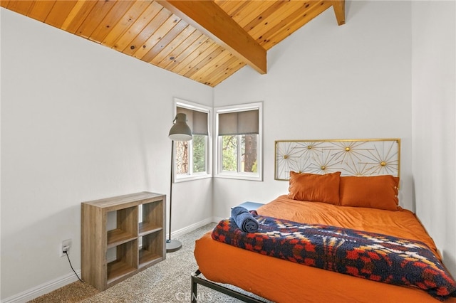1803 Nob Hill Dr, Running Springs, CA 92382 - carpeted bedroom with baseboards and wooden ceiling