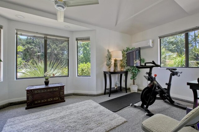 3749 Sarah Ann Dr, Fallbrook, CA 92028 - exercise area featuring an AC wall unit, plenty of natural light, and baseboards