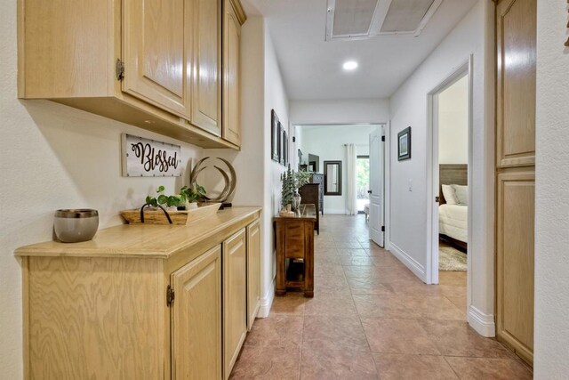 3749 Sarah Ann Dr, Fallbrook, CA 92028 - hall with light tile patterned flooring, recessed lighting, and baseboards