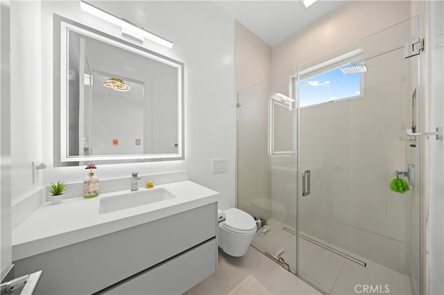 1270 W Chase Dr, Corona, CA 92882 - bathroom featuring toilet, vanity, and a shower stall